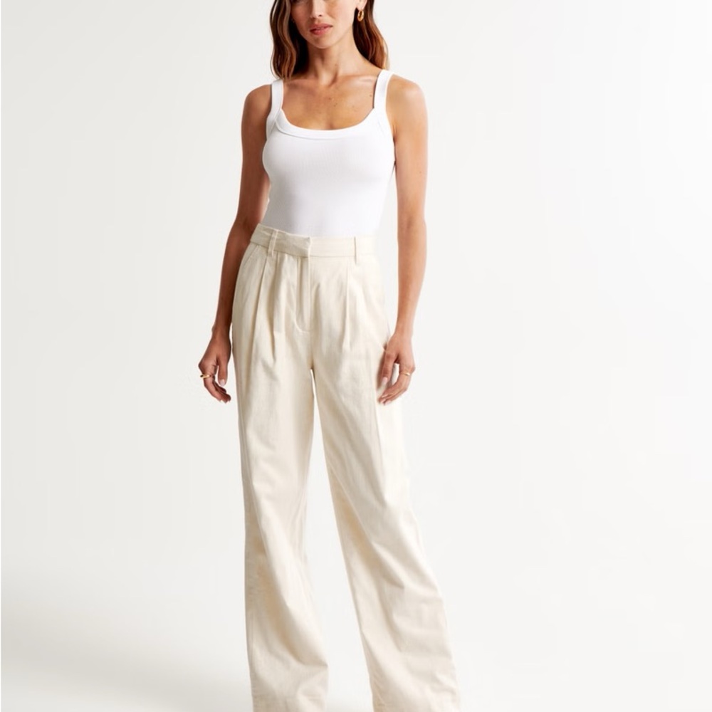Abercrombie linen blend wide leg tailored pants size medium